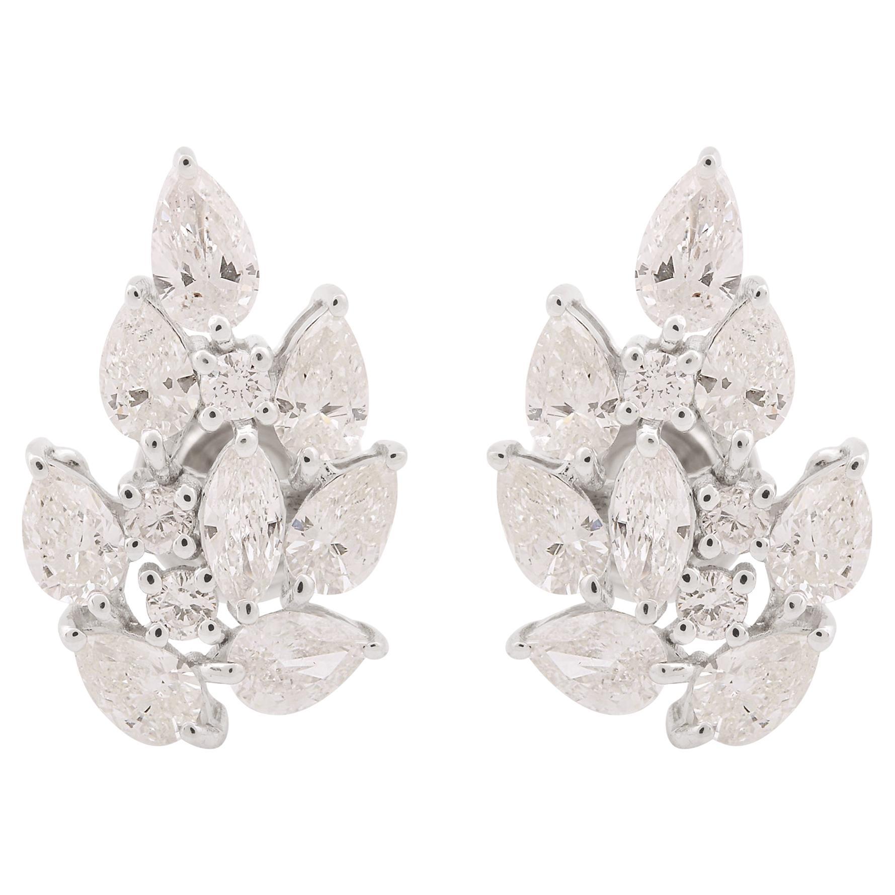 2.46 Carat Pear Cut Diamonds Leaf Design Stud Earrings 14K Gold All Tariffs Paid