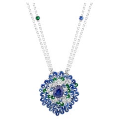 2.46ct Royal Blue Sapphire Diamond Necklace By MOISEIKIN