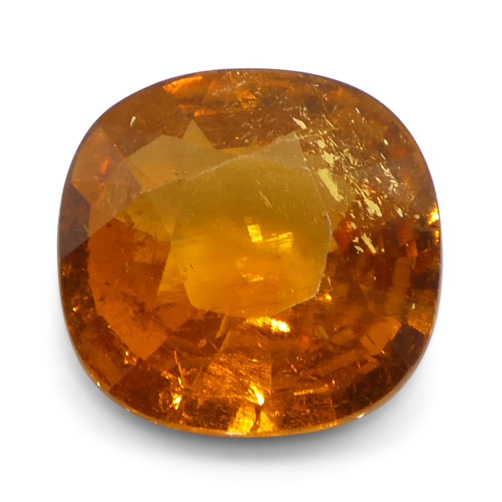 Women's or Men's 2.46ct Square Cushion Fanta Orange Mandarin Spessartite/Spessartine Garnet from For Sale