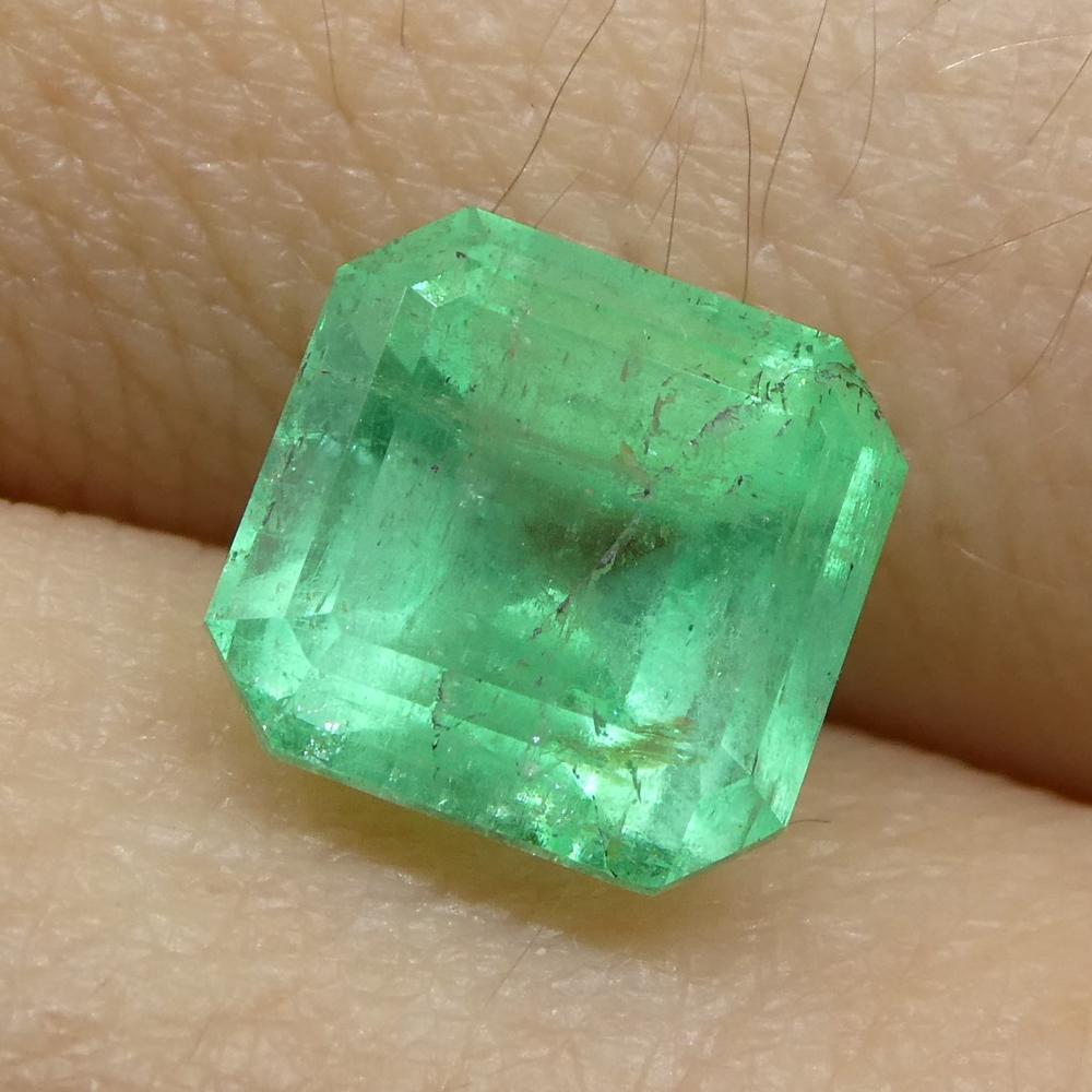 2.46ct Square Green Emerald from Colombia In New Condition For Sale In Toronto, Ontario
