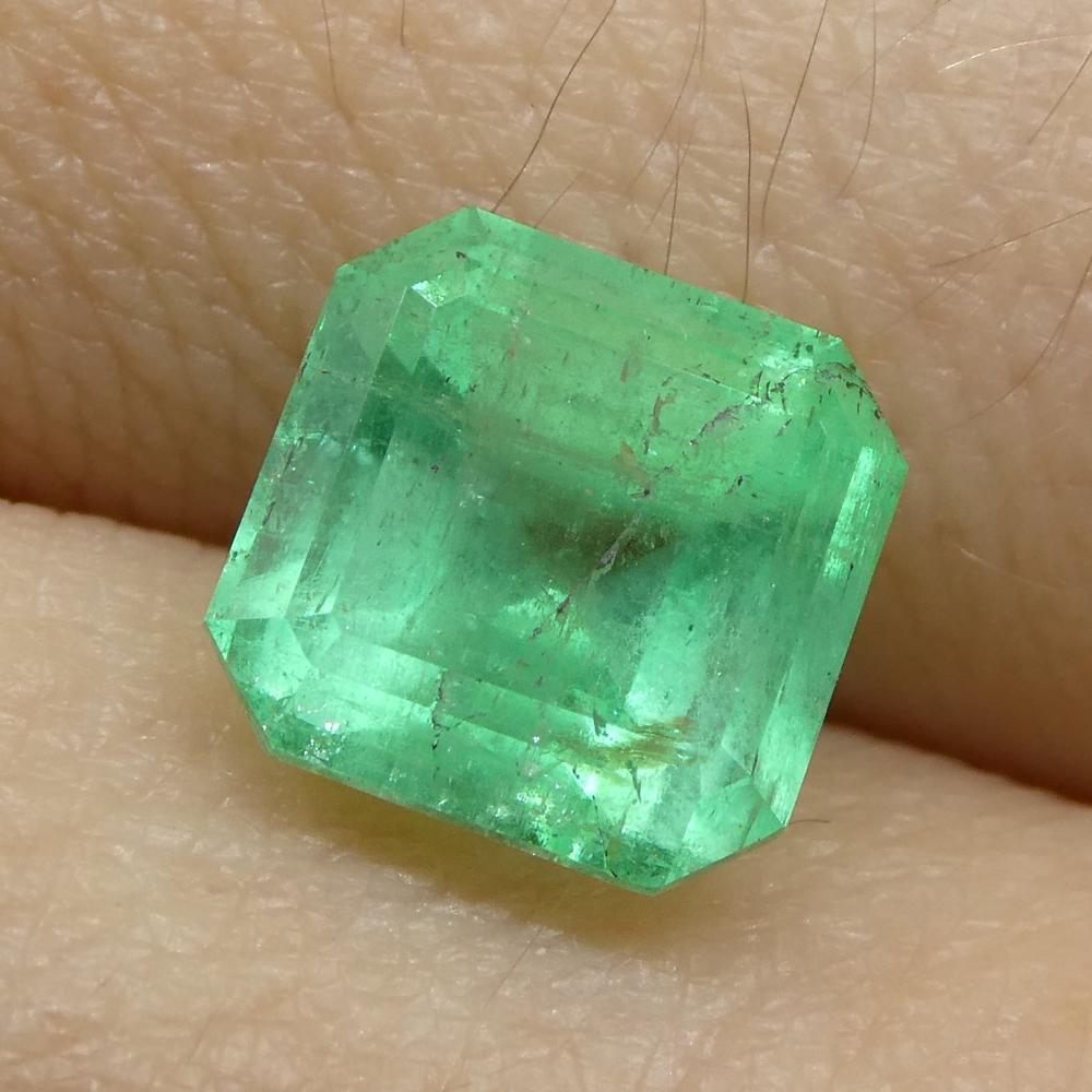 da uomo o donna 2.46ct Smeraldo verde quadrato dalla Colombia in vendita