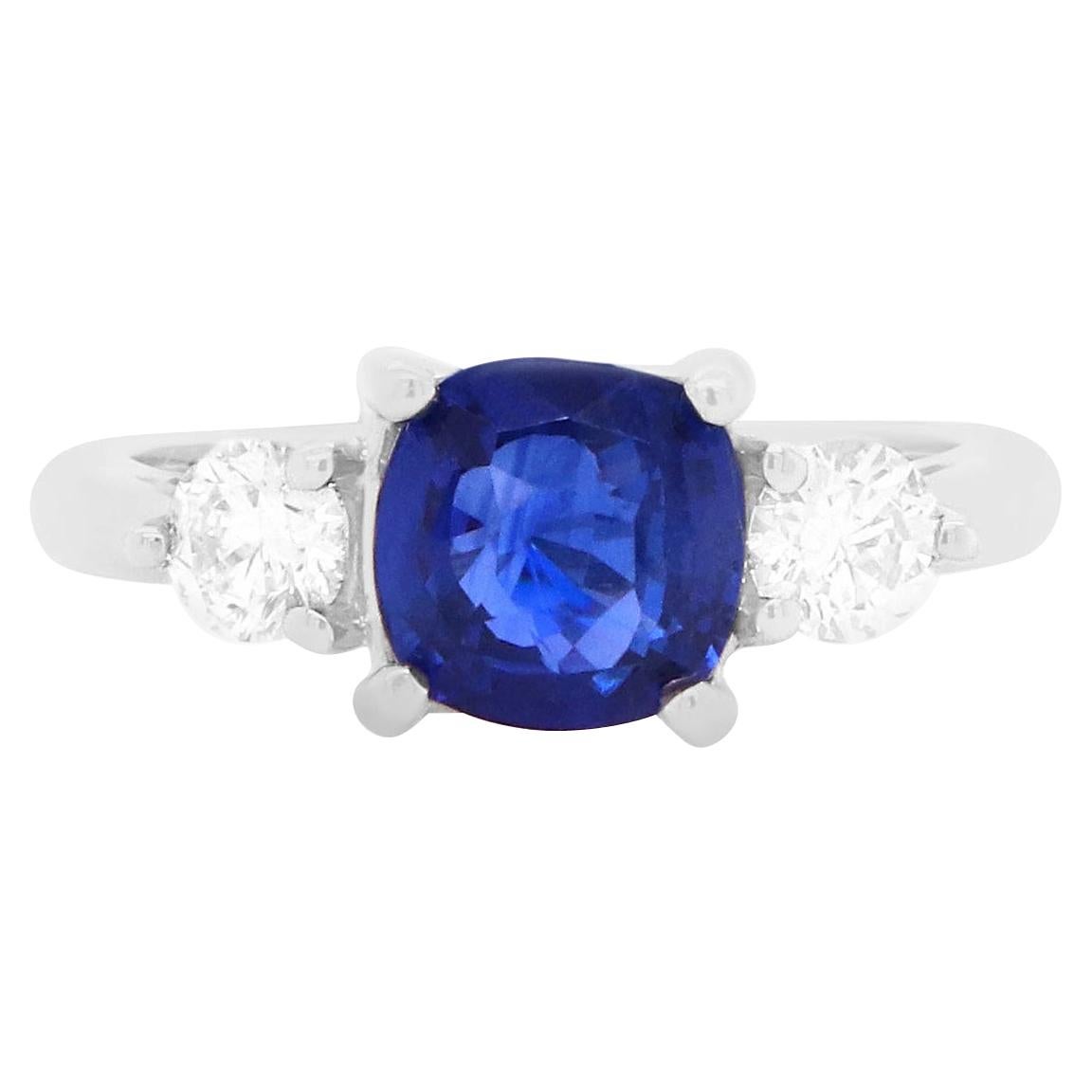 2.47 Carat Blue Sapphire and Diamond Engagement Ring