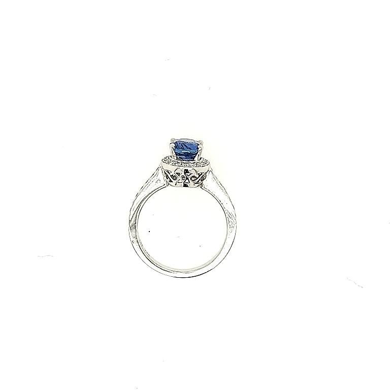 Women's or Men's 2.47 Carat Blue Sapphire and Diamond Cocktail Ring For Sale