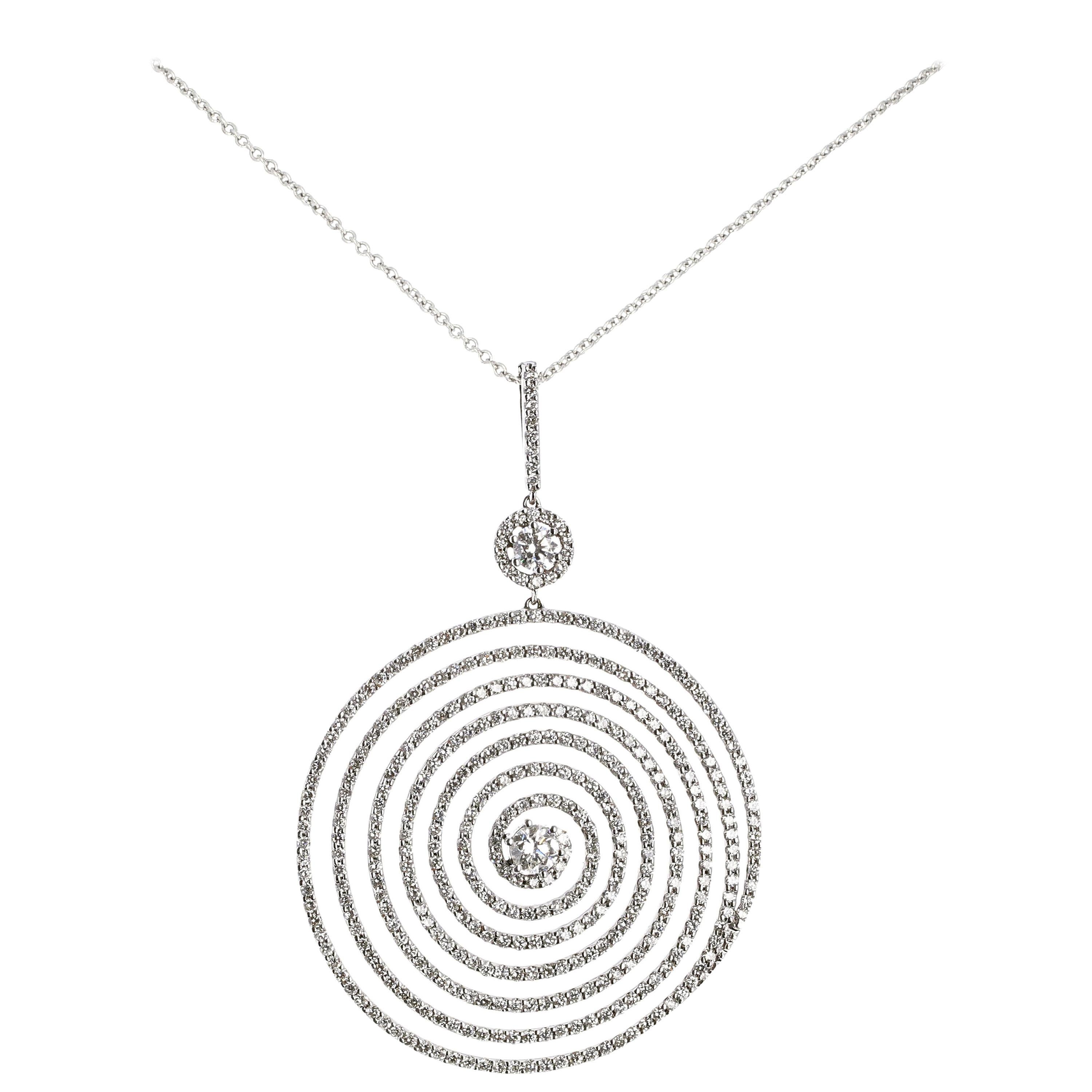 White Gold Diamond Swirl Pendant 