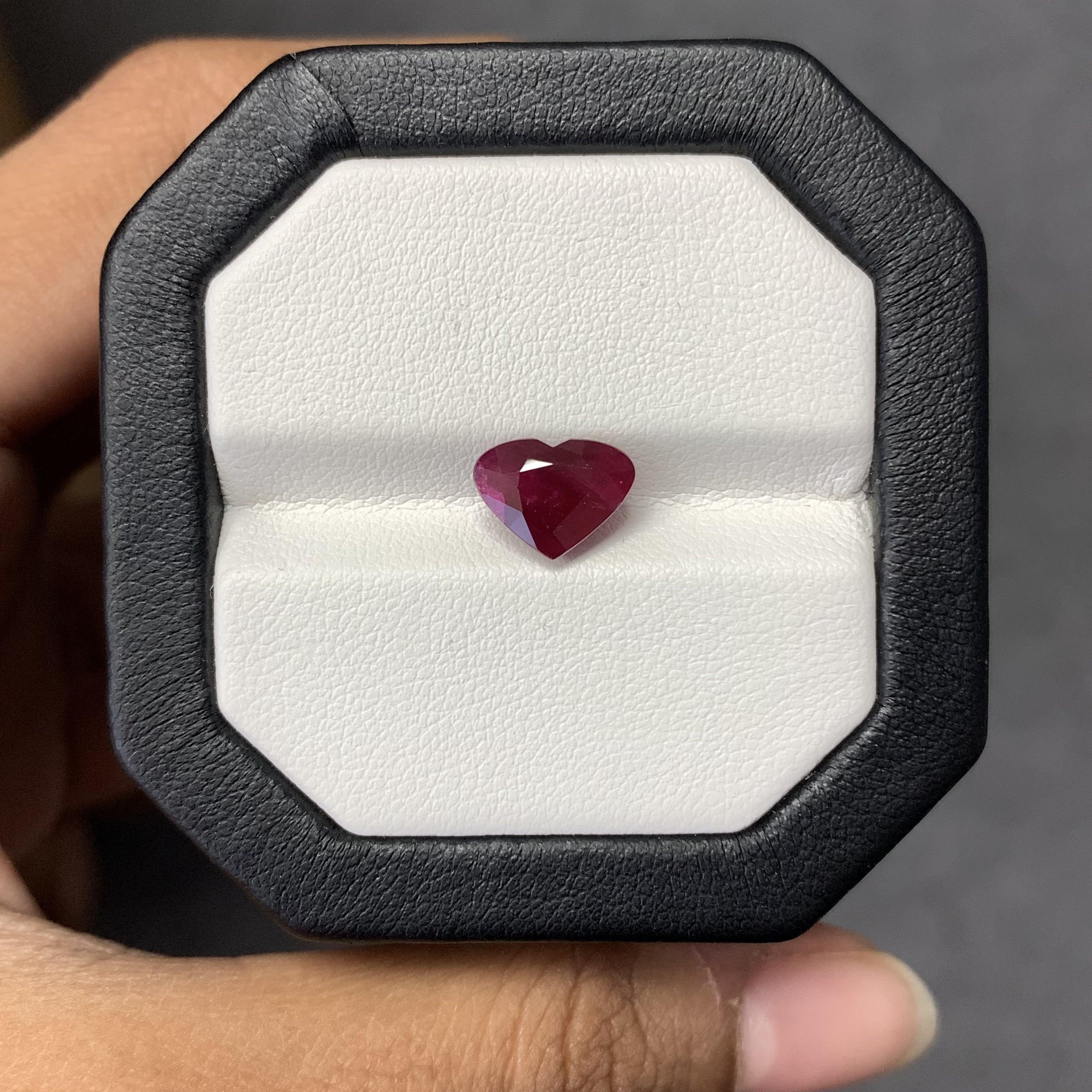 Women's or Men's 2.47 Carat Heart Shaped Natural Ruby Valentine's Day Special