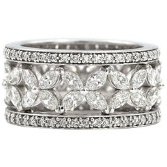 2.47 carat Marquise Shaped White Diamonds with .48ct Pave Diamonds Ring 18K