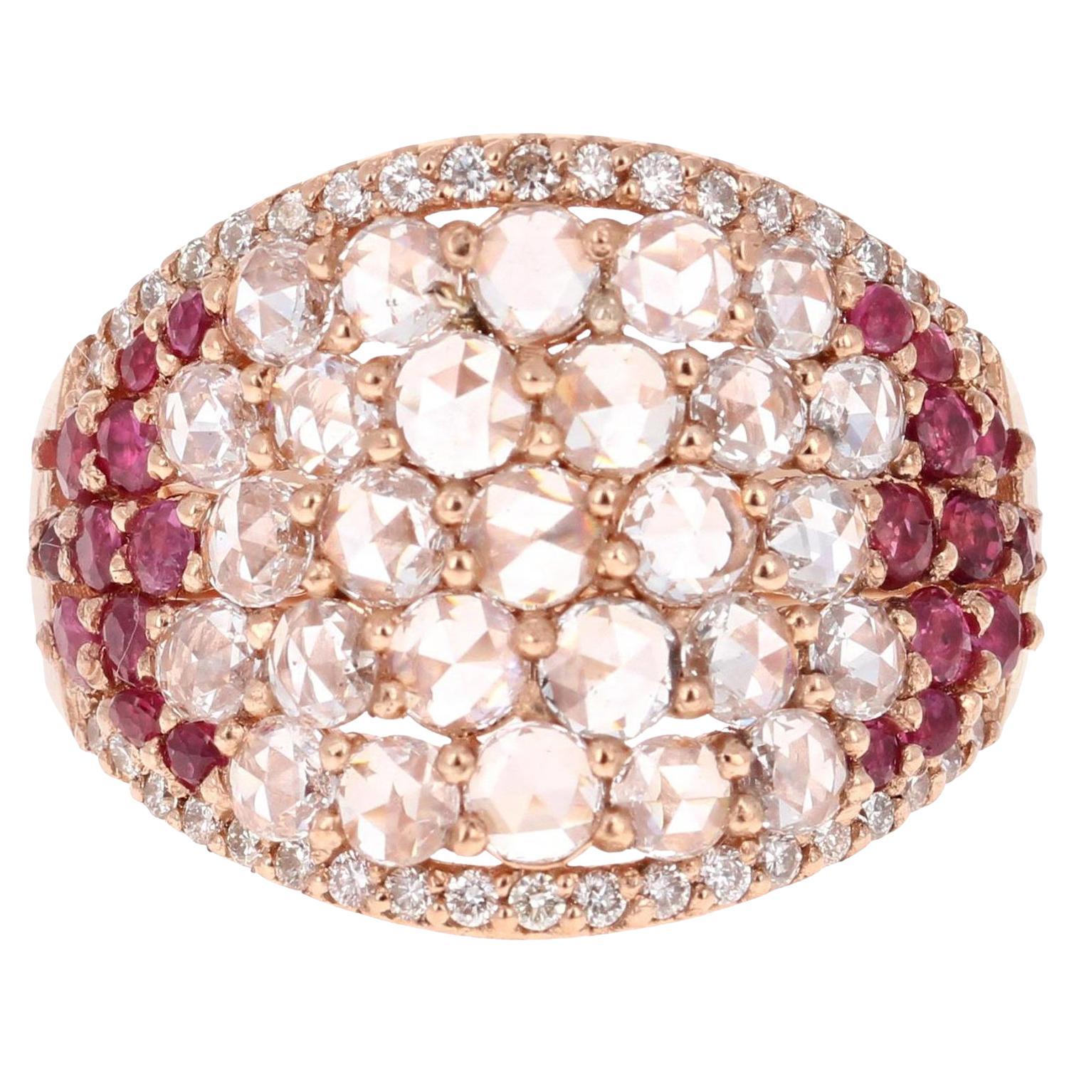 Cocktailring aus 18 Karat Roségold mit einem natürlichen Rubin im Rosenschliff von 2,47 Karat