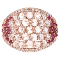 2.47 Carat Natural Ruby Rose Cut Diamond 18 Karat Rose Gold Cocktail Ring