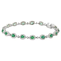 Bracciale di 2,47 carati di smeraldi naturali Greene & Greene e diamanti, realizzato in platino