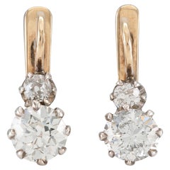 Boucles d'oreilles pendantes en diamant taille européenne 2.47 carats
