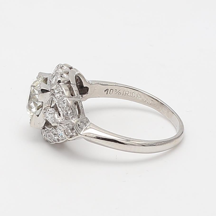 2.47 Carat Old European Cut K-VS1 Diamond Platinum Wedding Ring en vente 3