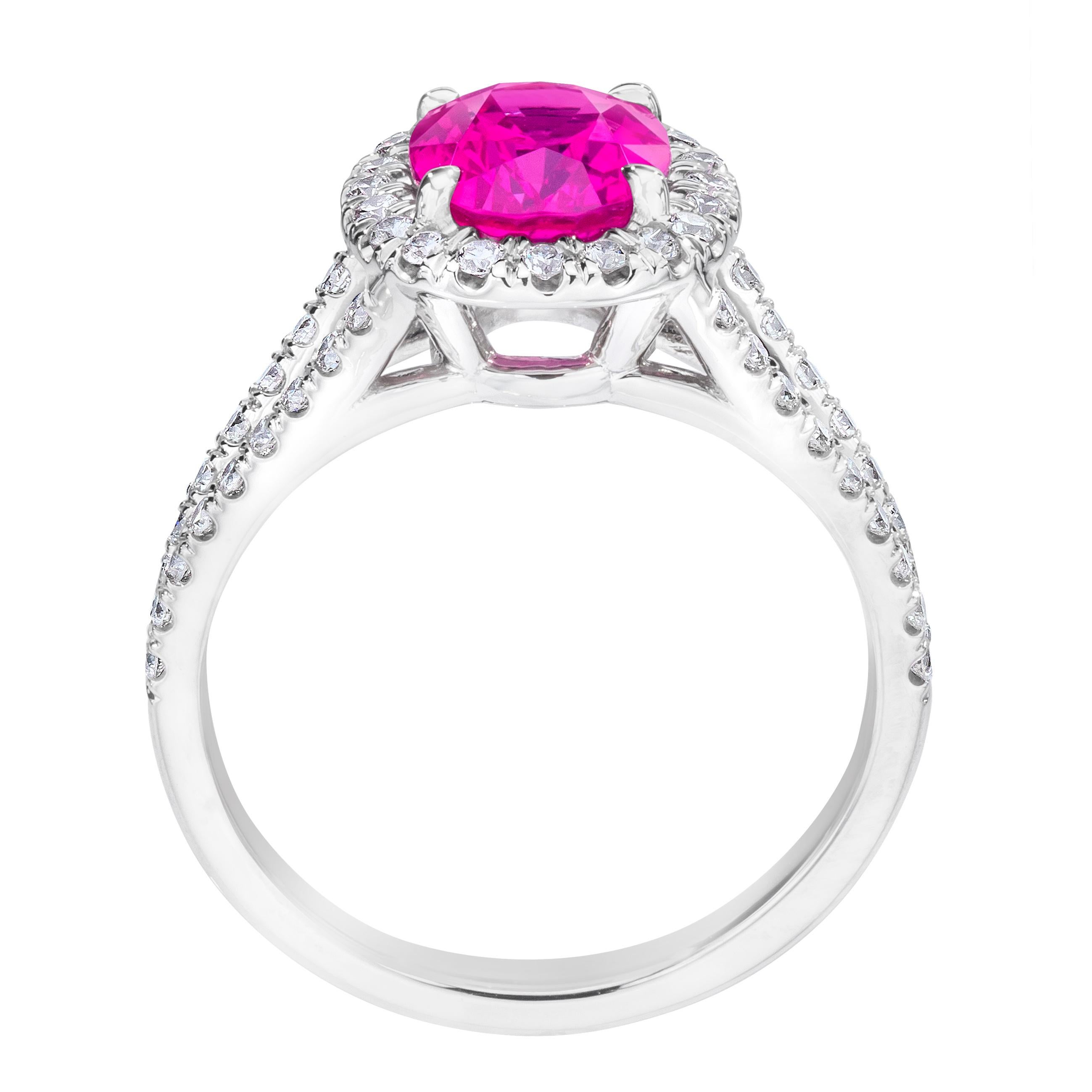 Contemporary 2.47 Carat Oval Pink Sapphire and Diamond Ring