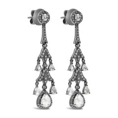 Roman Malakov 2.88 Carats Total Mixed Cut Diamonds Chandelier Earrings