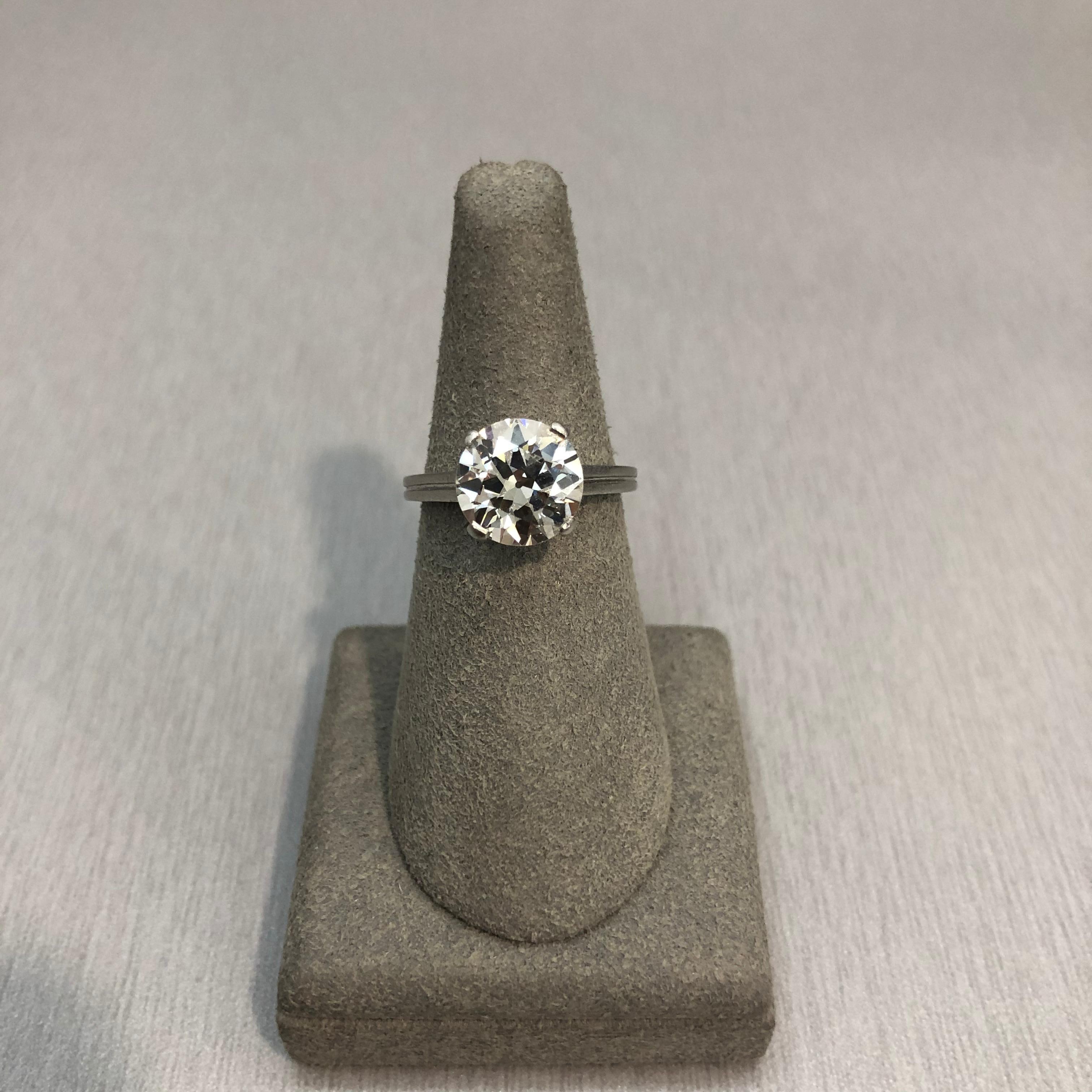 GIA Certified 2.47 Carats Total Round Cut Diamond Solitaire Engagement Ring In New Condition For Sale In New York, NY
