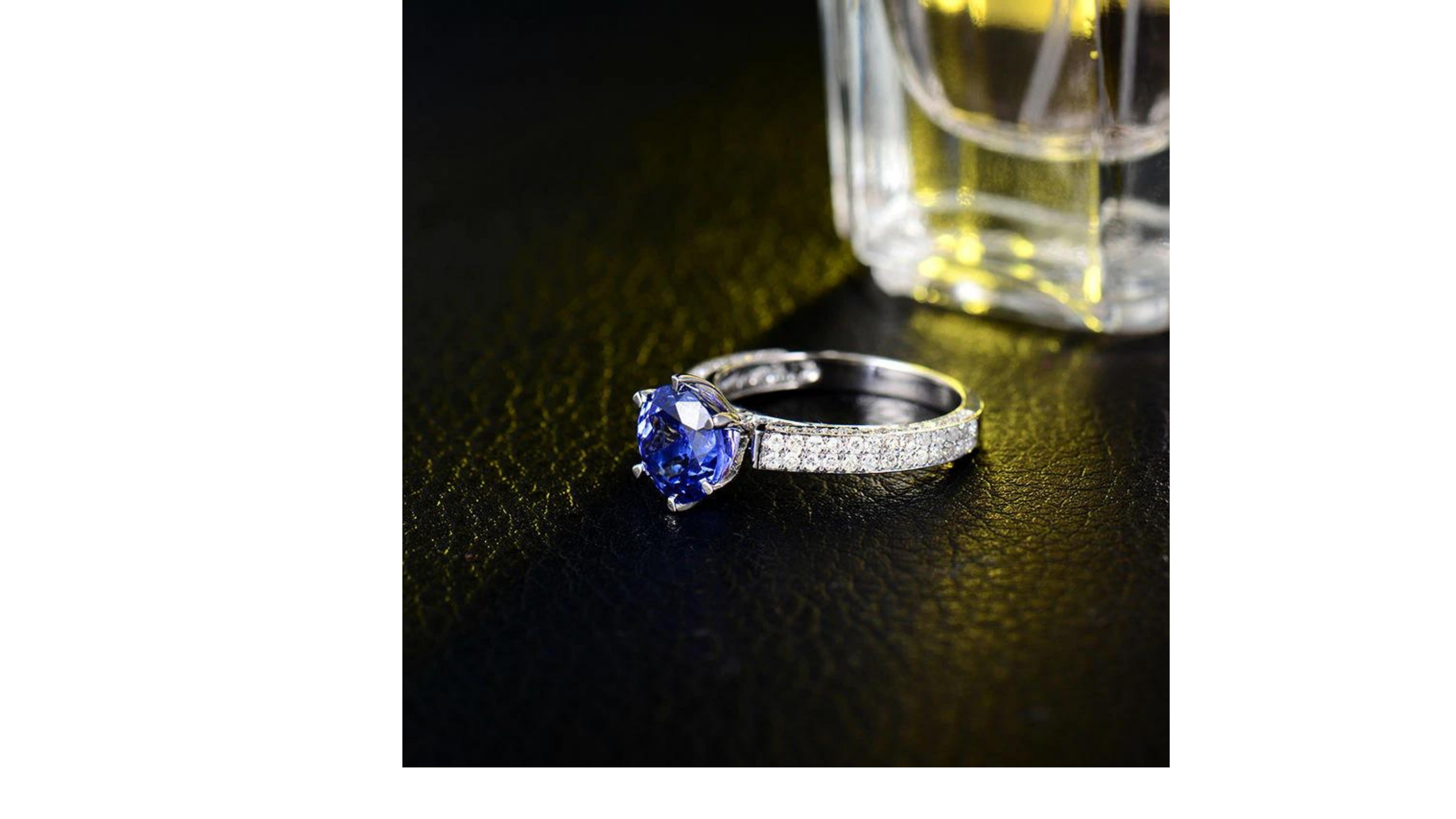 Contemporary 2.47 Carat Tanzanite Diamond Ring 14 Karat White Gold For Sale