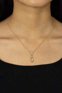 GIA Certified 1.18 Carats Pear Shape Yellow Diamond Pendant Necklace