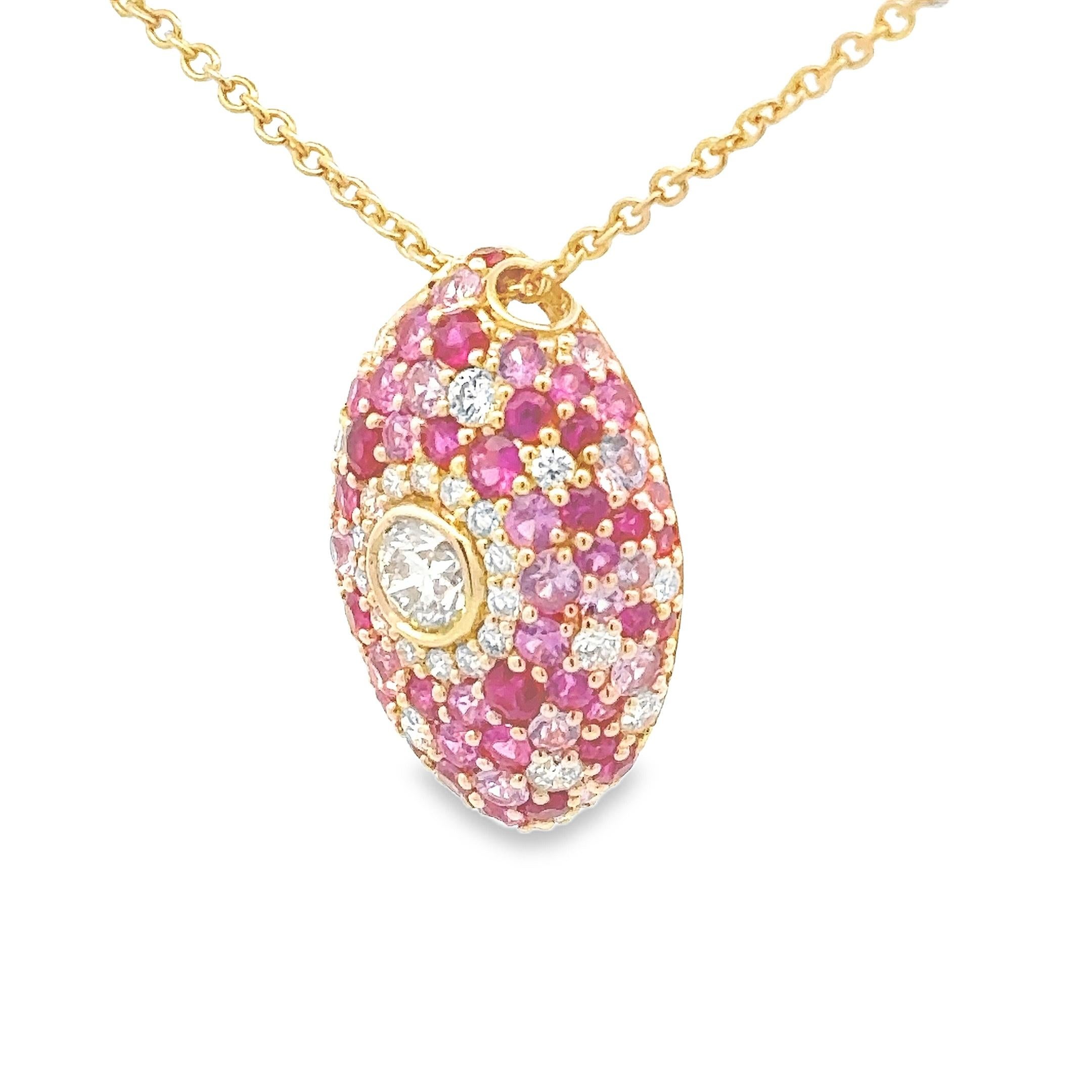 Contemporain 2.47 Carats Total Round Cut Multi-Color Gemstones Pendant Necklace en vente