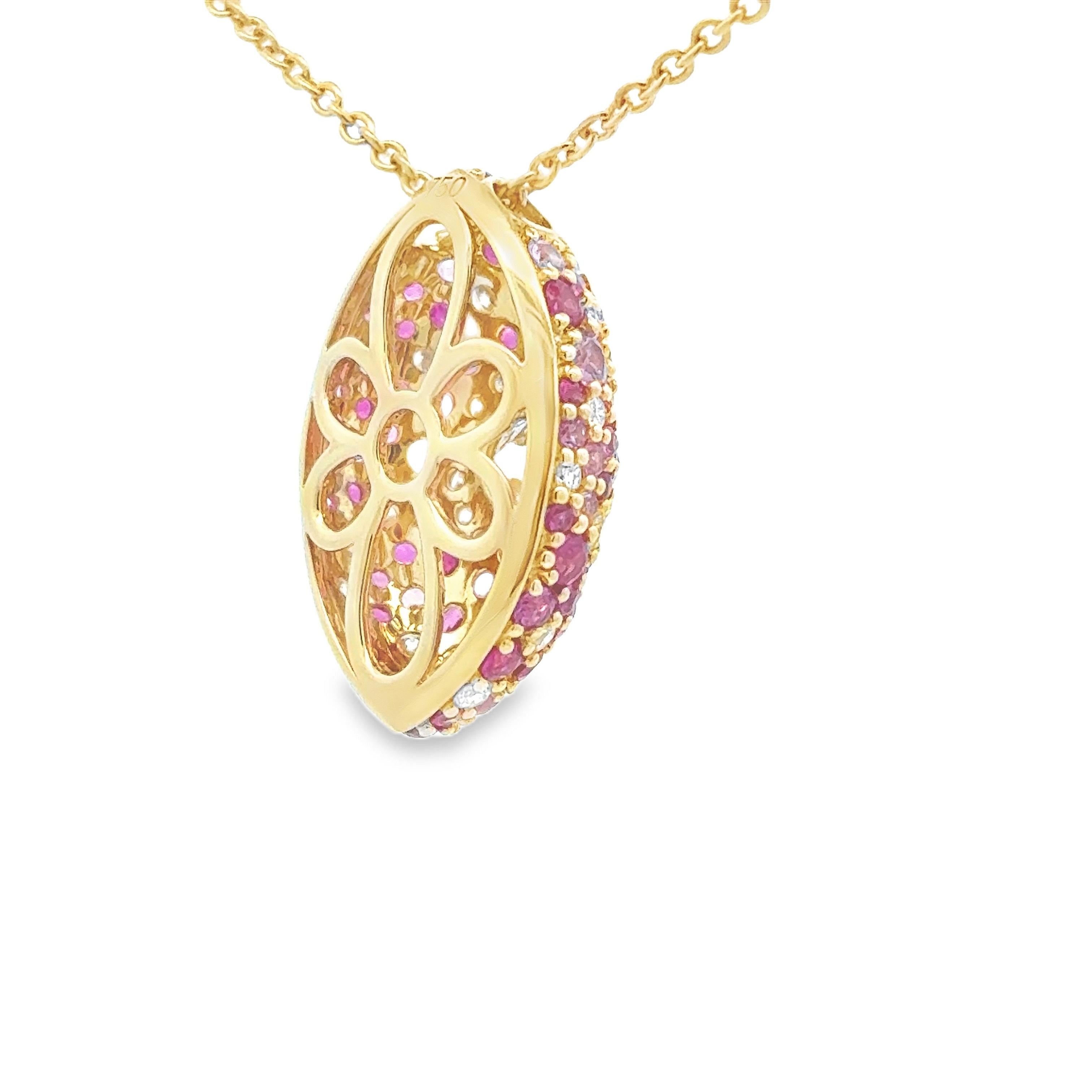 Taille ronde 2.47 Carats Total Round Cut Multi-Color Gemstones Pendant Necklace en vente