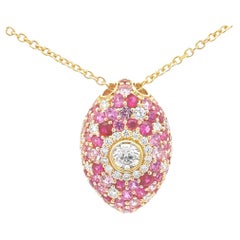 Roman Malakov 2.47 Carats Total Round Cut Multi-Color Gemstone Pendant Necklace