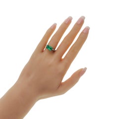 2.47 CT Colombian Emerald & 0.65 CT Diamonds in 14K White Gold Engagement Ring