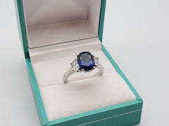 2.47 CT Saphir Diamant Platin Verlobungsring