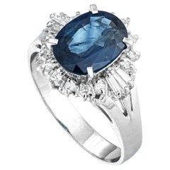 2.47 Natural Blue Sapphire and 0.25 Ct Natural Diamonds