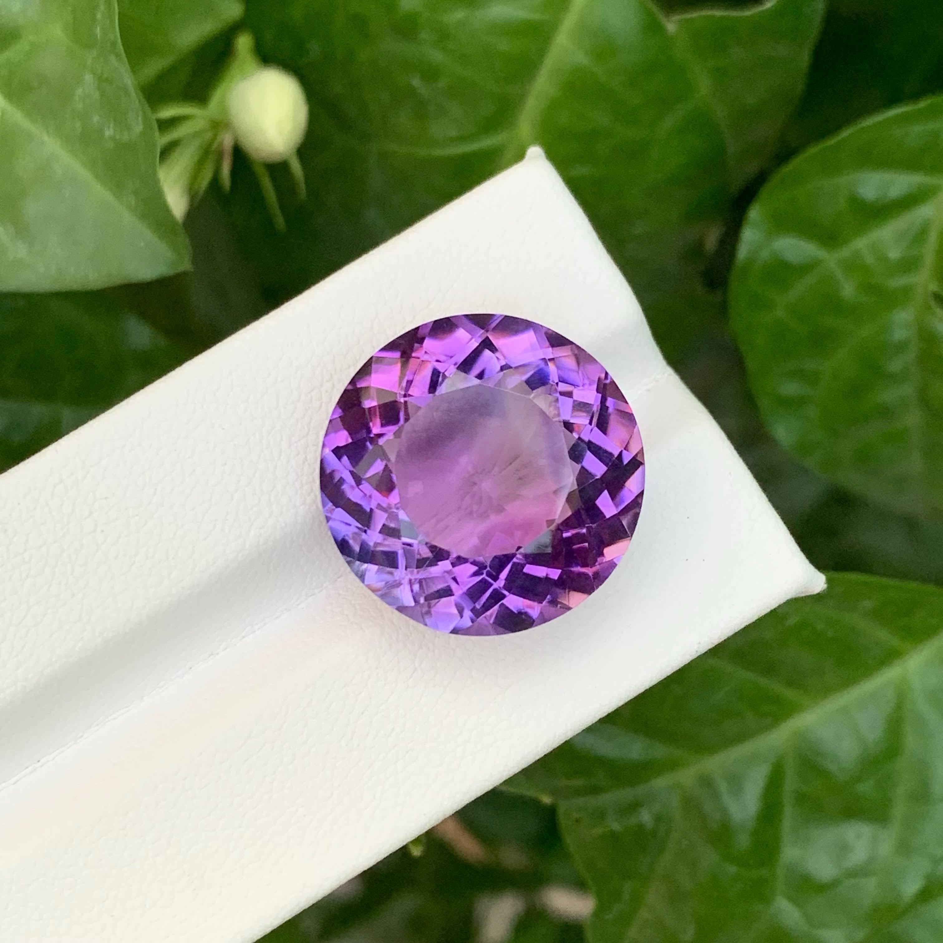 Moderne 24.70 Carat Natural Loose Purple Color Amethyst Round Cut Brazilian Gemstone (Améthyste violette en vrac, taille ronde) en vente