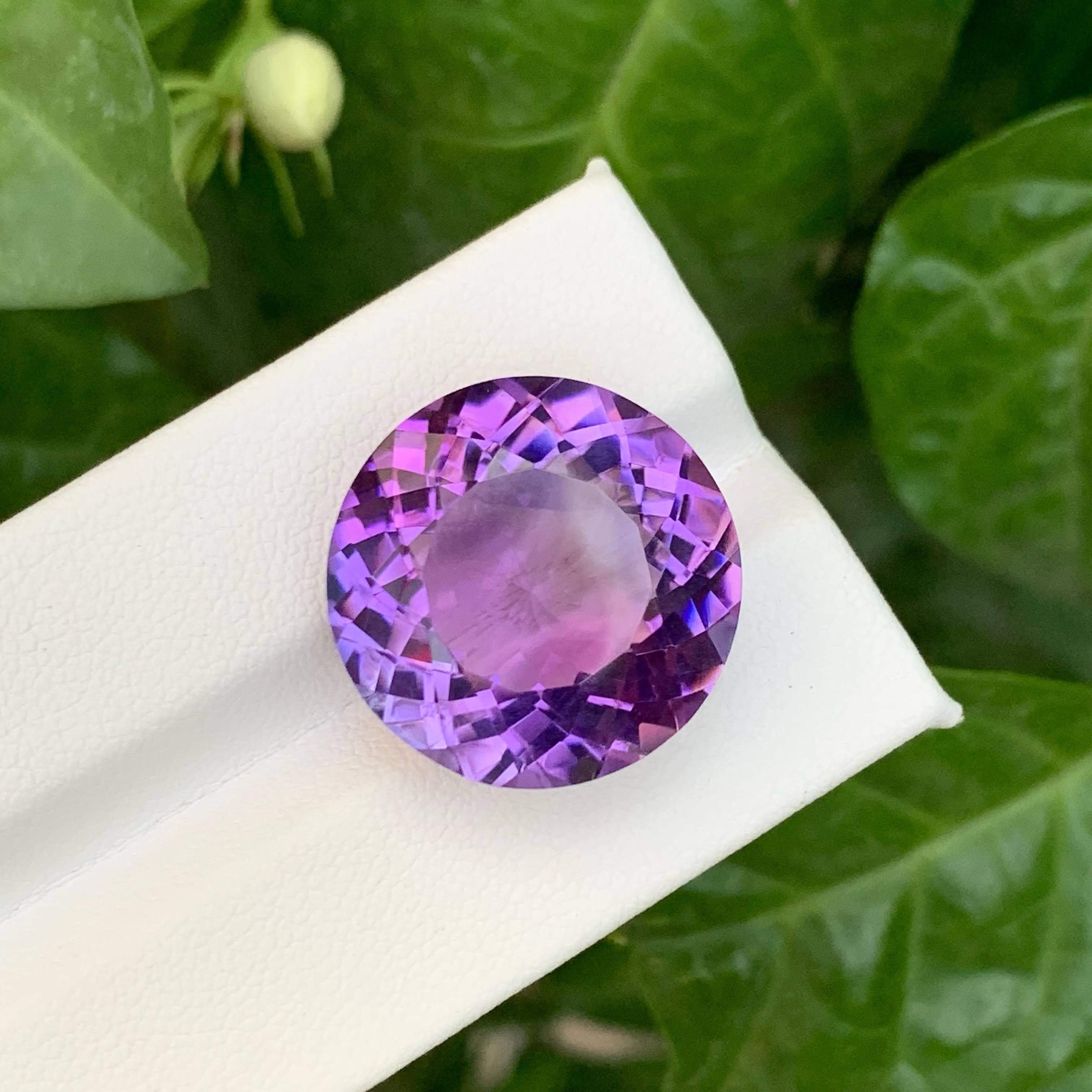 Taille ronde 24.70 Carat Natural Loose Purple Color Amethyst Round Cut Brazilian Gemstone (Améthyste violette en vrac, taille ronde) en vente