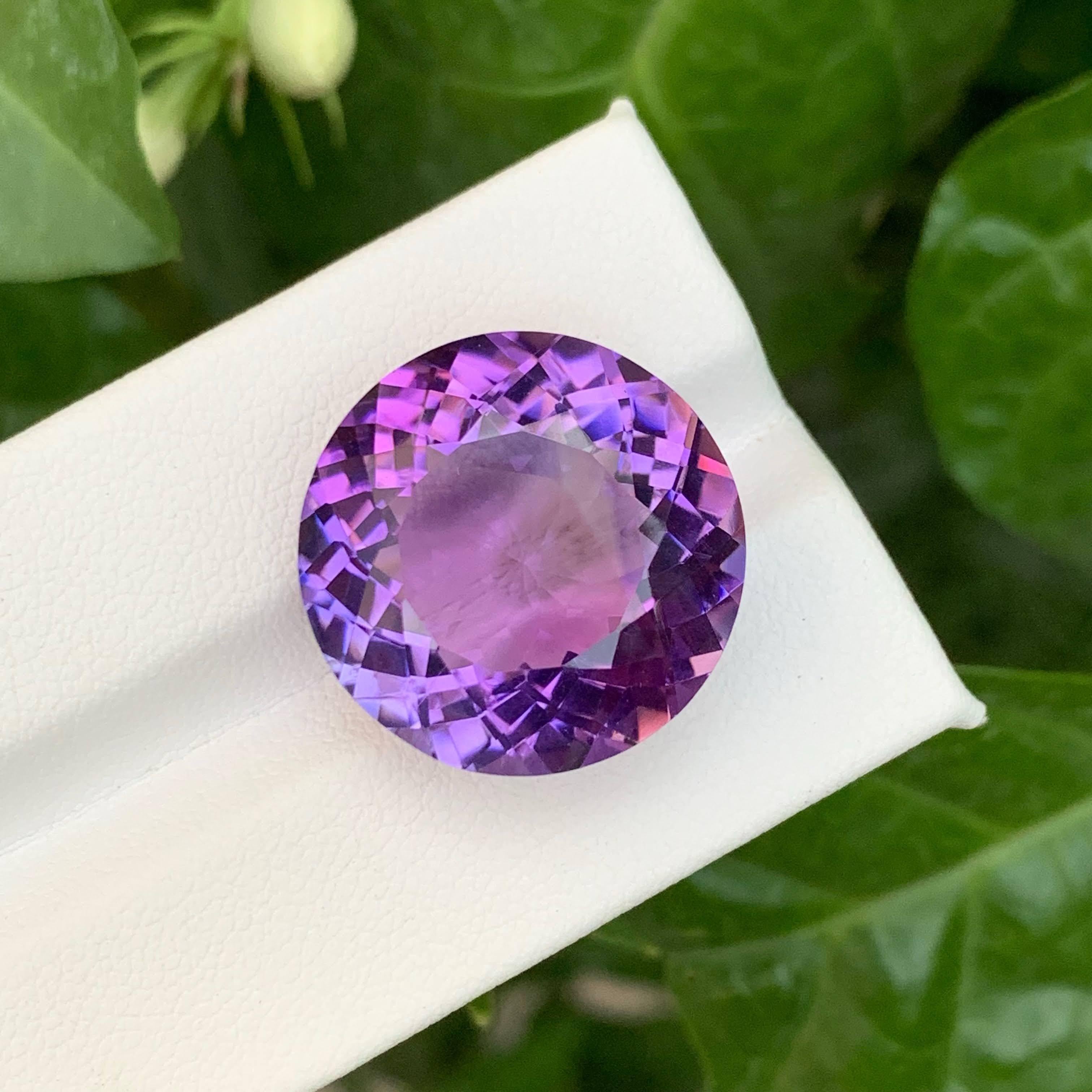 24.70 Carat Natural Loose Purple Color Amethyst Round Cut Brazilian Gemstone (Améthyste violette en vrac, taille ronde) en vente 1