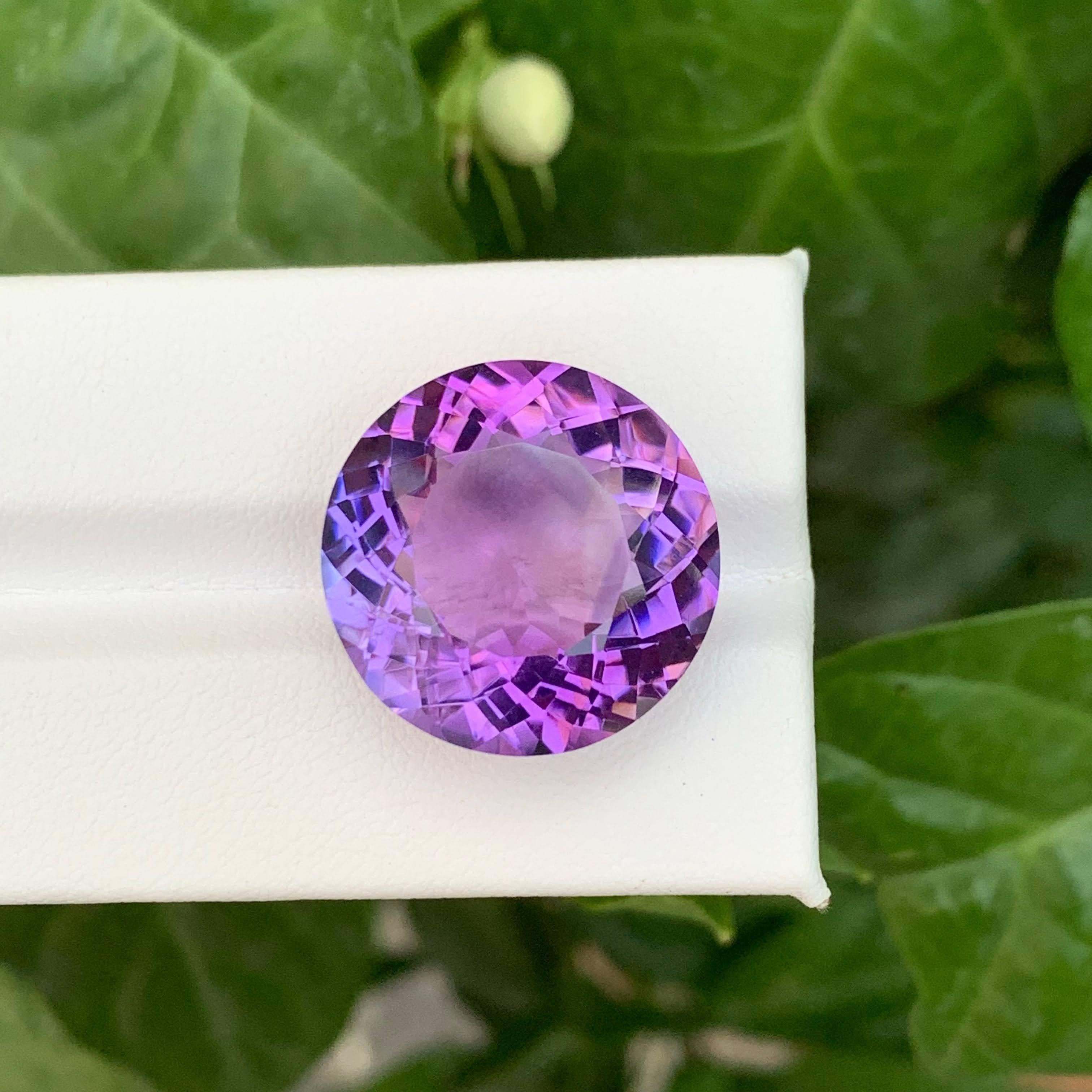 24.70 Carat Natural Loose Purple Color Amethyst Round Cut Brazilian Gemstone (Améthyste violette en vrac, taille ronde) en vente 2