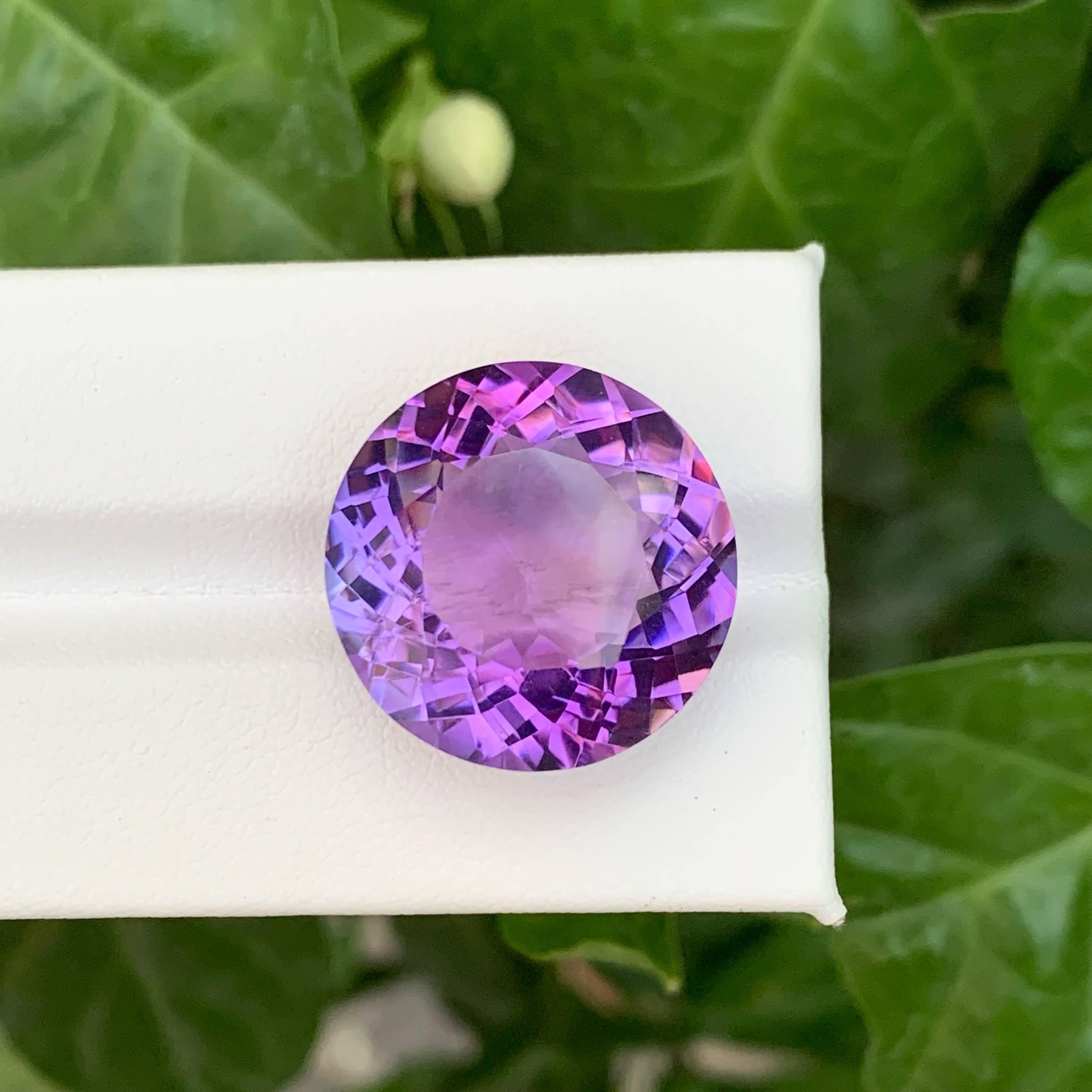 24.70 Carat Natural Loose Purple Color Amethyst Round Cut Brazilian Gemstone (Améthyste violette en vrac, taille ronde) en vente 3