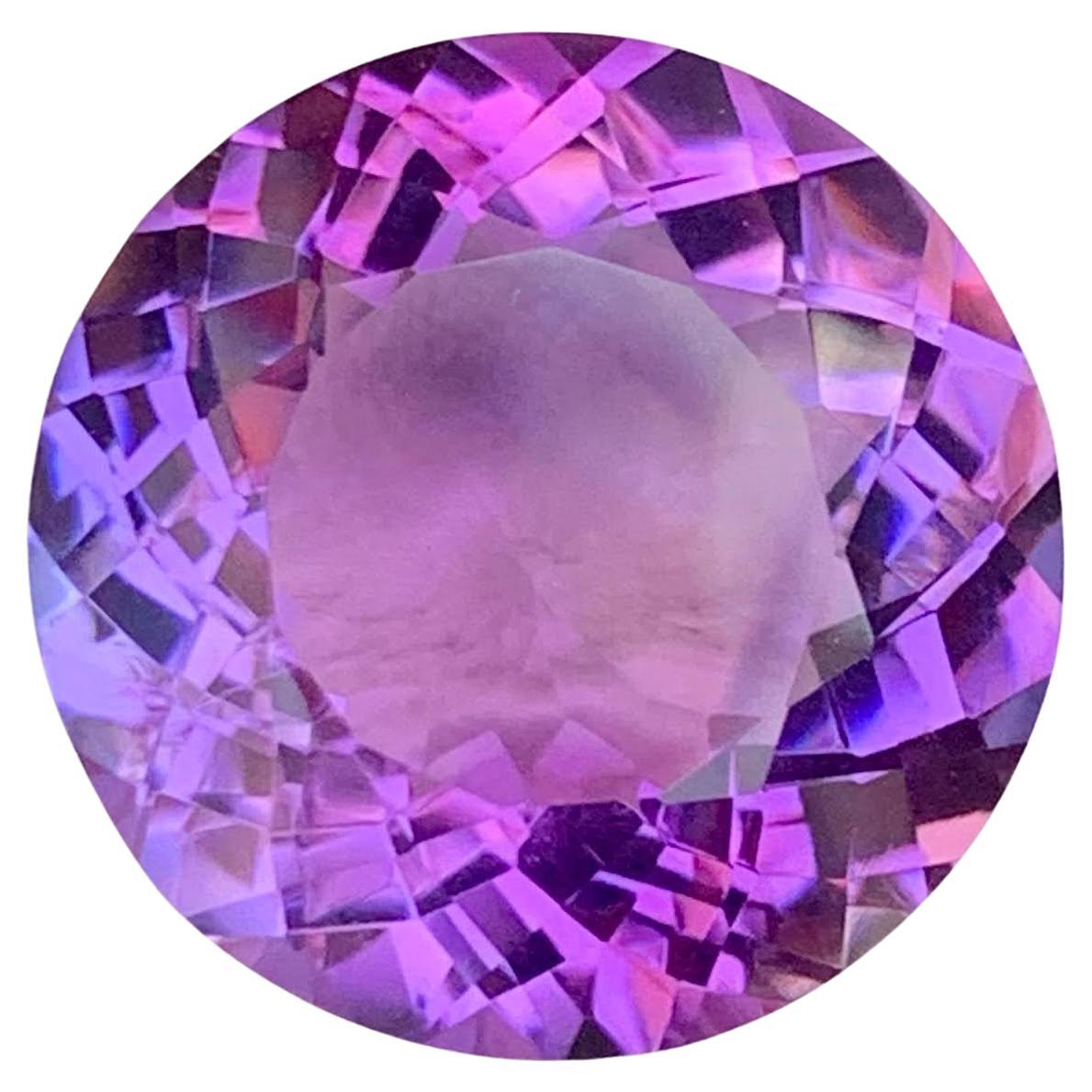 24.70 Carat Natural Loose Purple Color Amethyst Round Cut Brazilian Gemstone (Améthyste violette en vrac, taille ronde) en vente