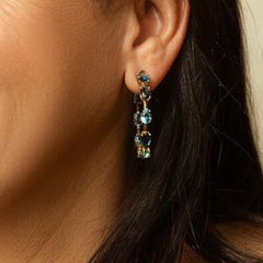 24.71 Carat Blue Topaz Gemstone Hoop Earrings
