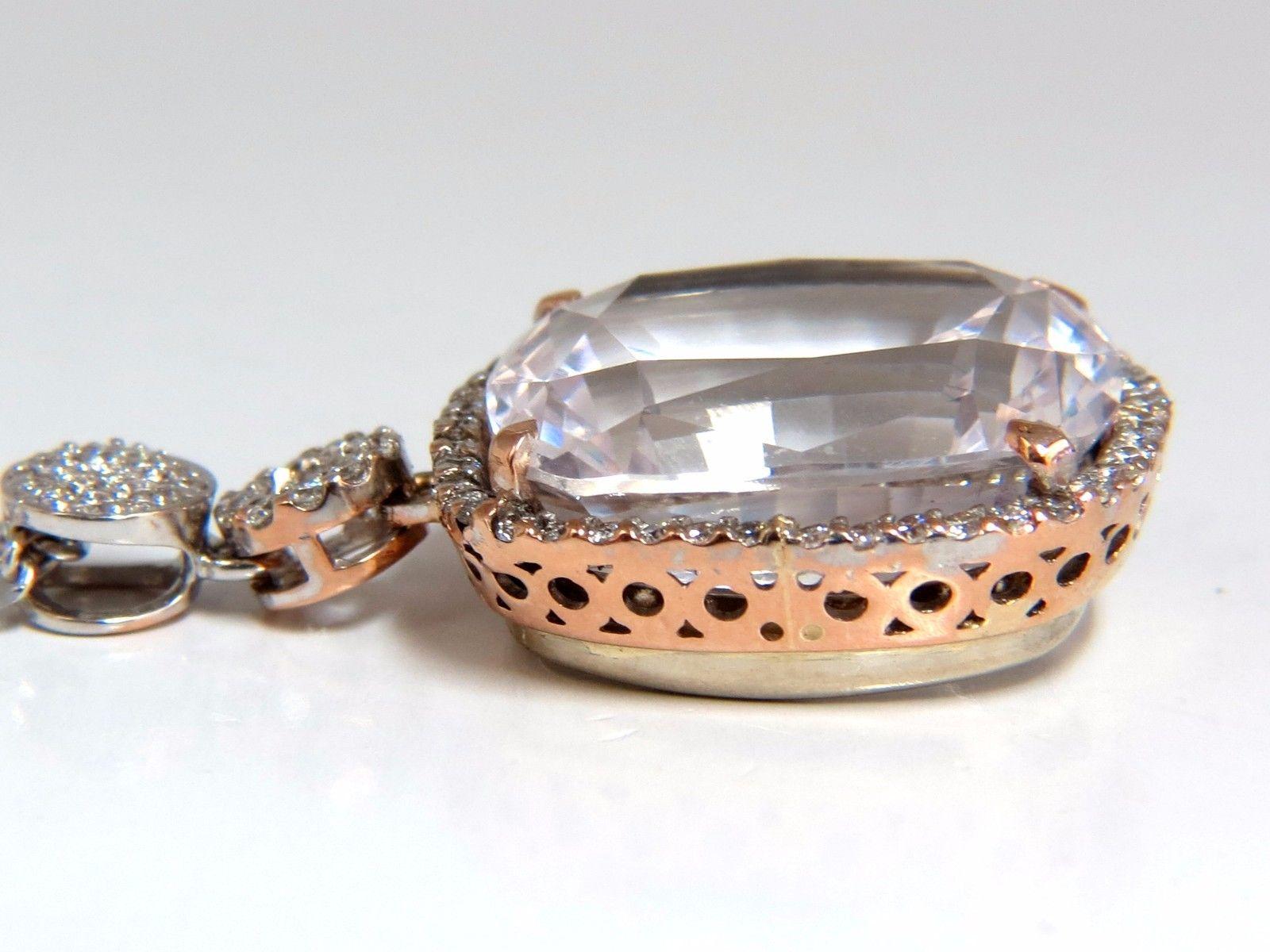 24.74 Carat Lab Pink Sapphire Diamonds Necklace 14 Karat 1