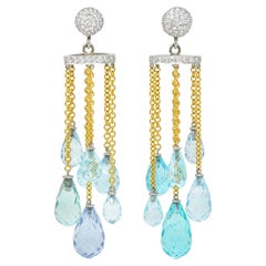 Paraiba Tourmaline Diamond Platinum 18 Karat Gold Convertible Earrrings AGL