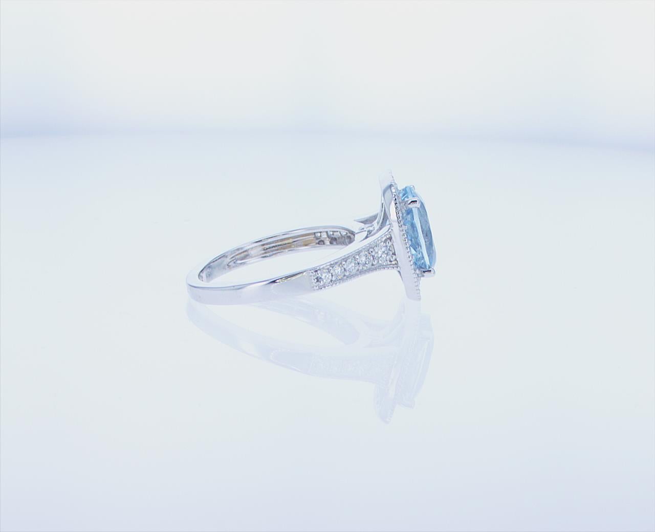 2.47 Ct Aqua Cocktail Ring in 18k White Gold For Sale 11