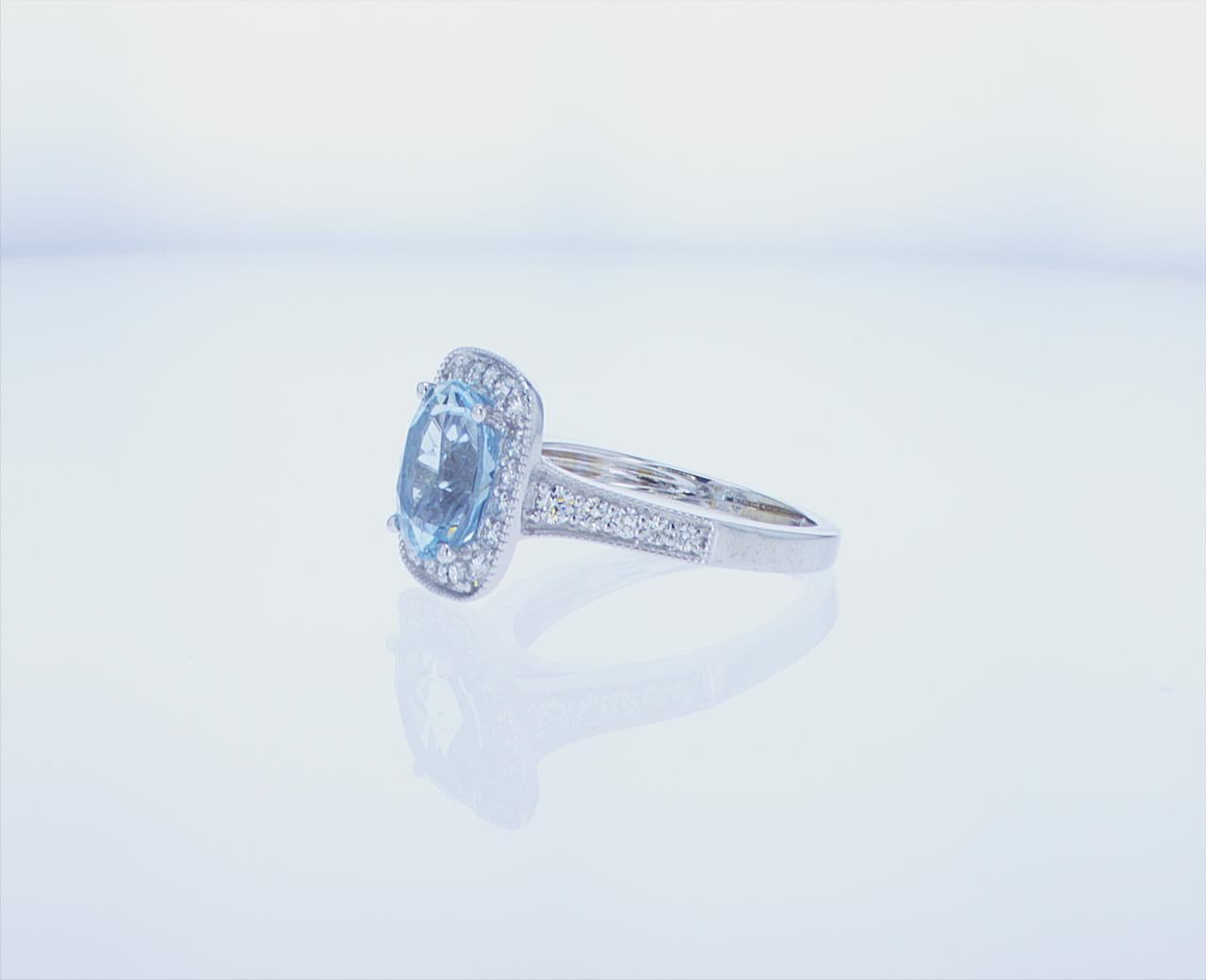 2.47 Ct Aqua Cocktail Ring in 18k White Gold For Sale 1