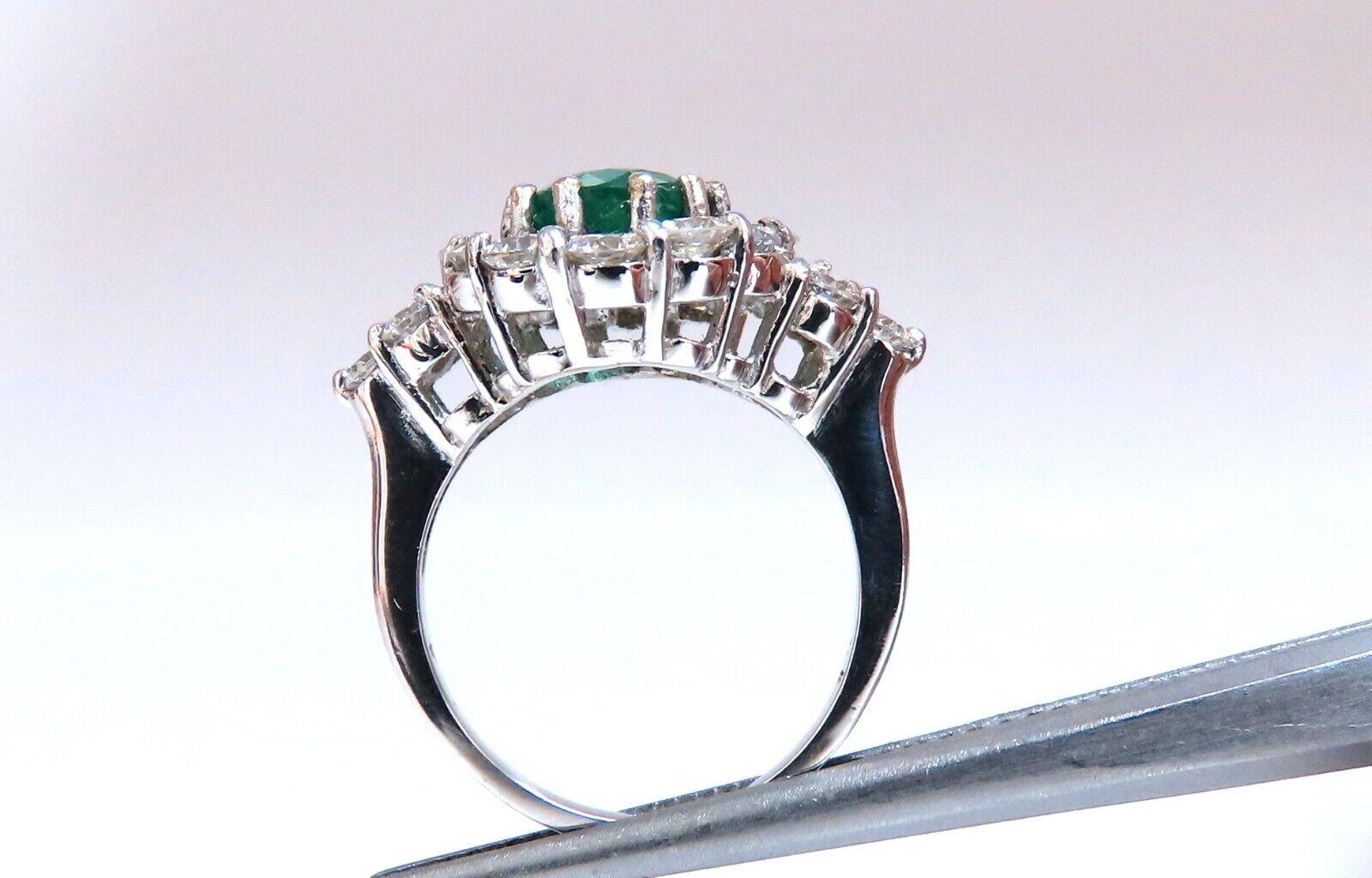 Round Cut 2.47 Carat GIA Certified Emerald Diamond Cluster Ring 18 Karat For Sale