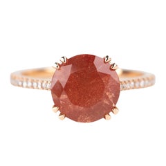 2.47ct Oregon Sunstone with Gorgeous Schiller Engagement Ring 14K RoseGold R6695