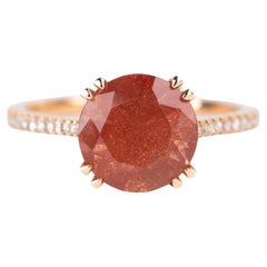 2.47ct Oregon Sunstone with Gorgeous Schiller Engagement Ring 14K RoseGold R6695