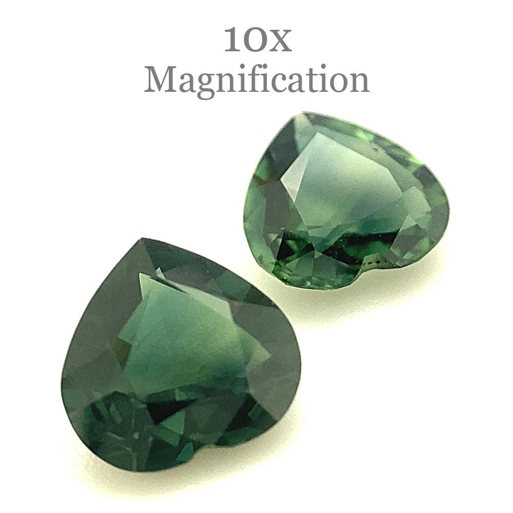 2.47ct Pair Heart Green Sapphire from Australia Unheated For Sale 4