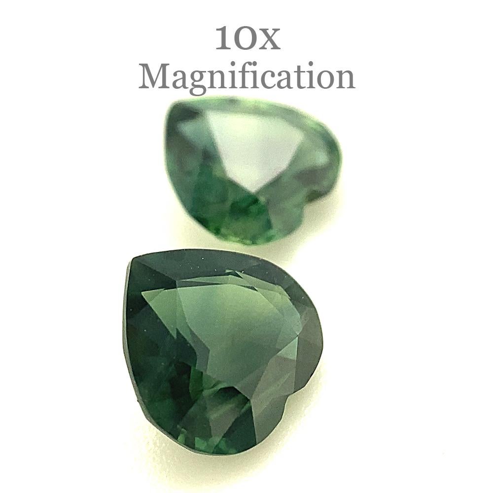 2.47ct Pair Heart Green Sapphire from Australia Unheated For Sale 5