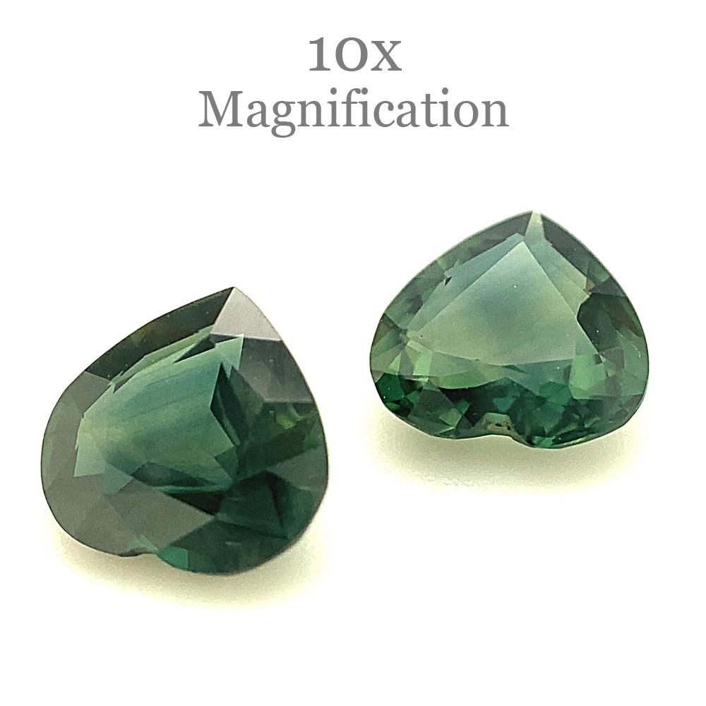 2.47ct Pair Heart Green Sapphire from Australia Unheated For Sale 6