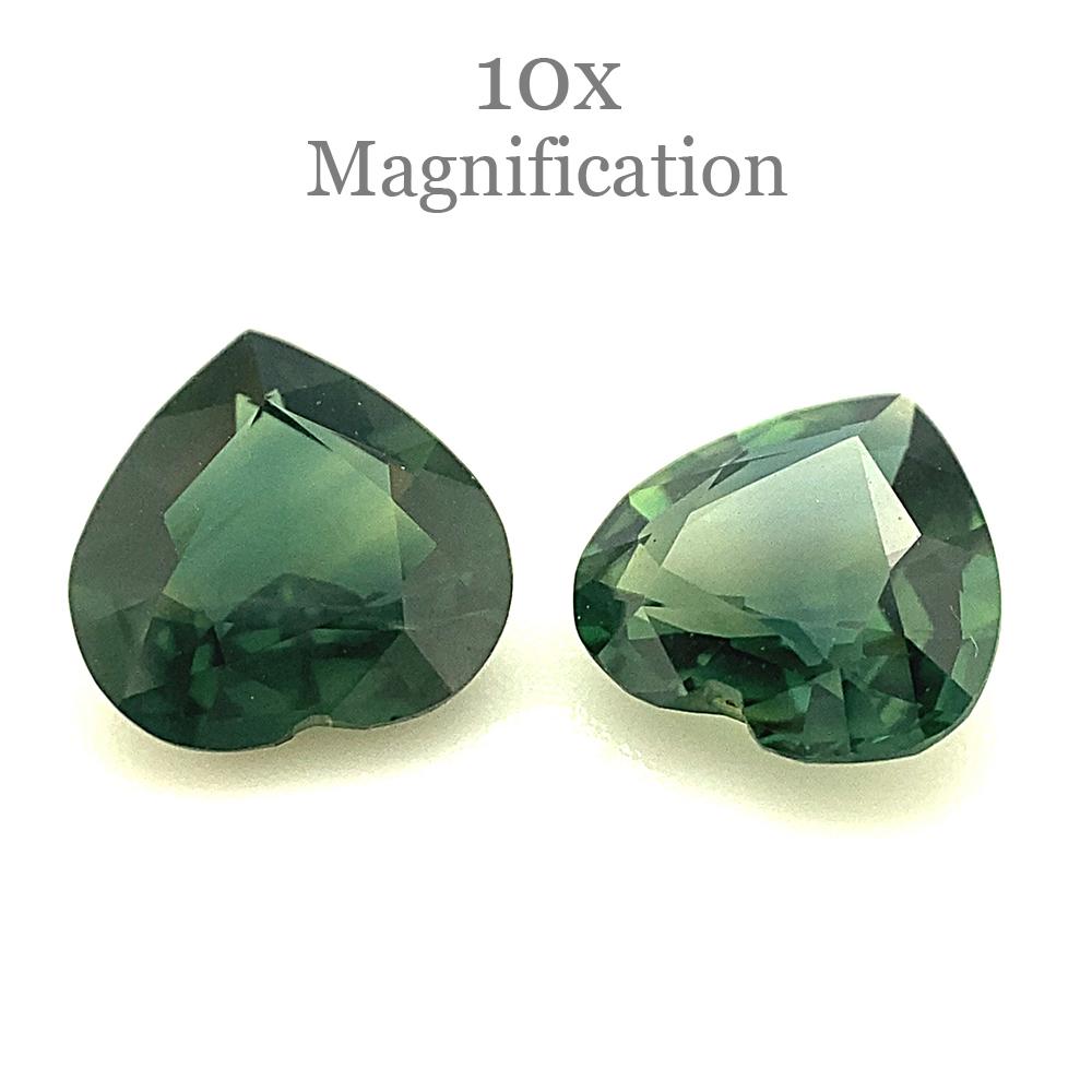 2.47ct Pair Heart Green Sapphire from Australia Unheated For Sale 7