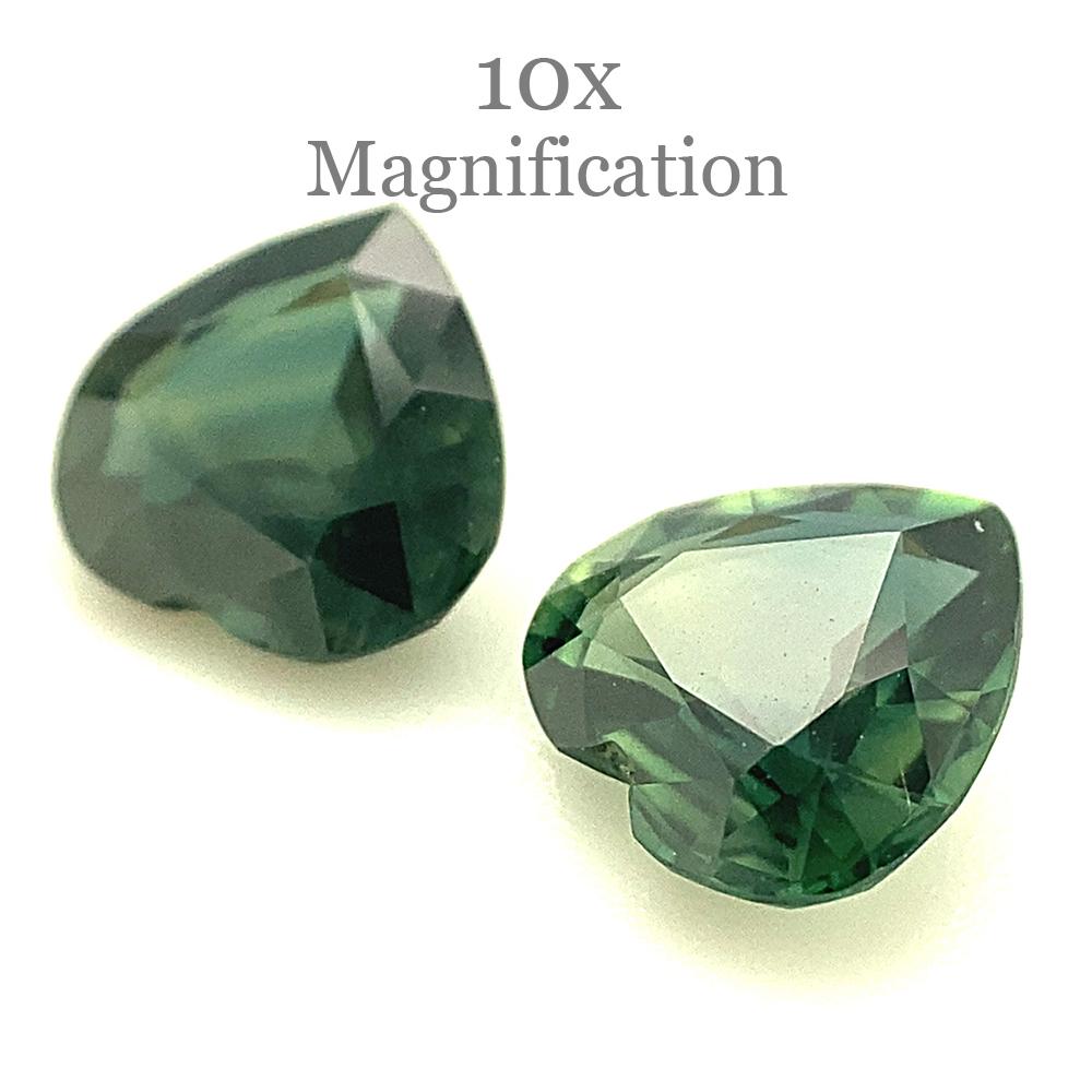 Taglio brillante 2,47ct Coppia Cuore Zaffiro Verde dall'Australia Non Riscaldato in vendita