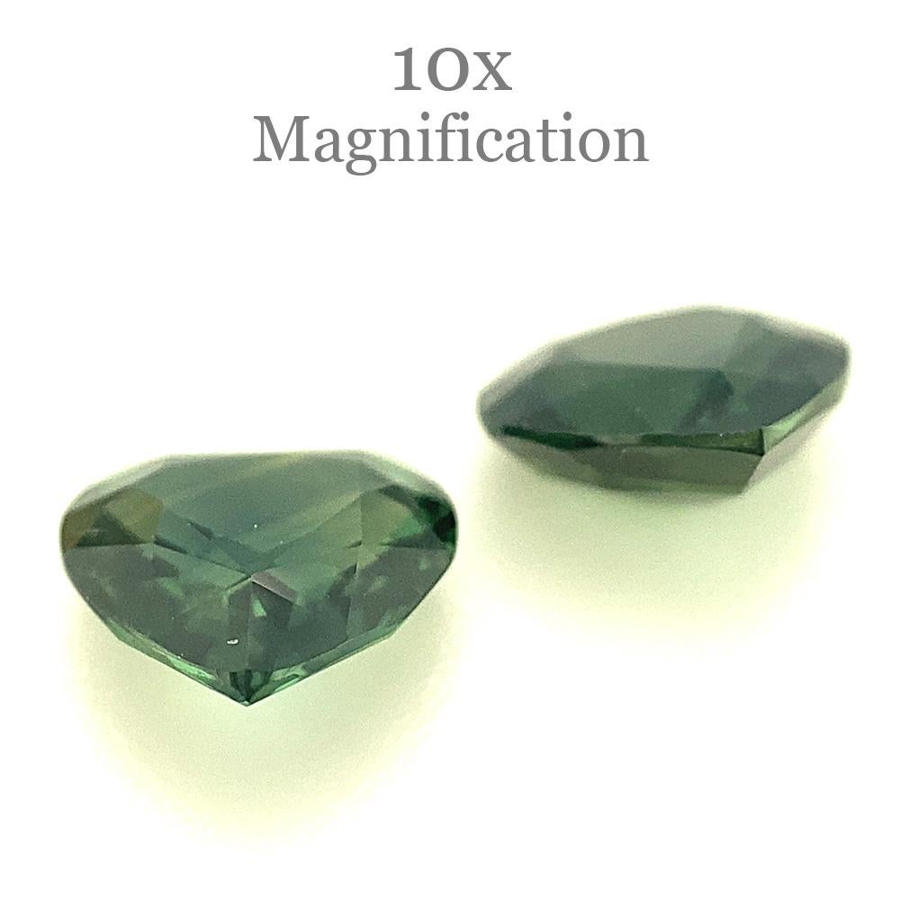 2.47ct Pair Heart Green Sapphire from Australia Unheated For Sale 3
