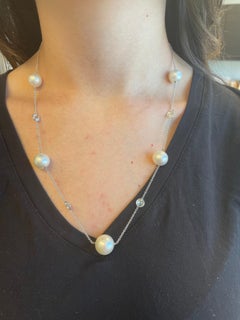 2.47ct Rose Cut Diamonds and Pearls by the Yard 18k White Gold