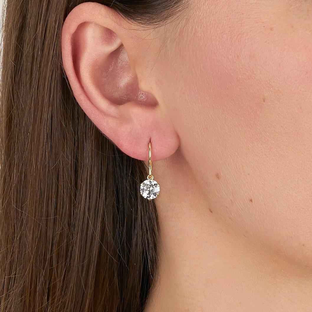 2.47ctw I/SI1-S12 old European cut diamonds set in handcrafted 18K yellow gold drop earrings. 

Our jewelry is made locally in Los Angeles and most pieces are made to order. For these made-to-order items, please allow 8-10 weeks for delivery.