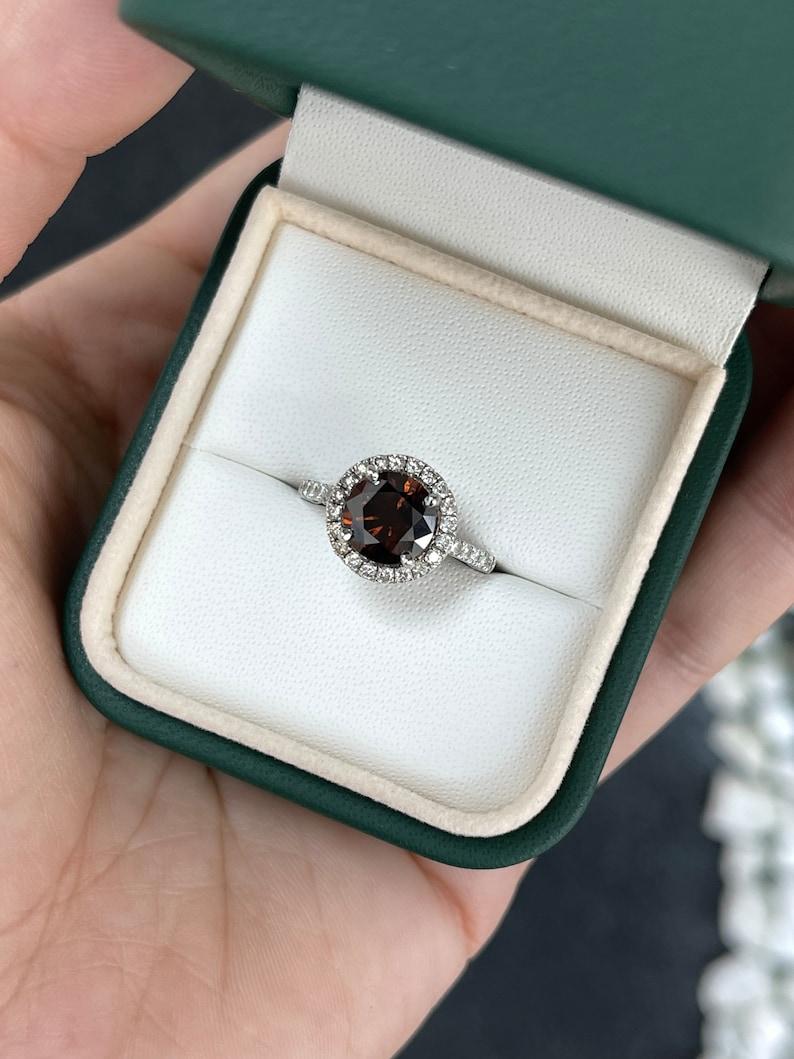 Women's 2.47tcw 14K AIG Certified Natural Fancy Dark Brown Diamond Engagement Ring For Sale