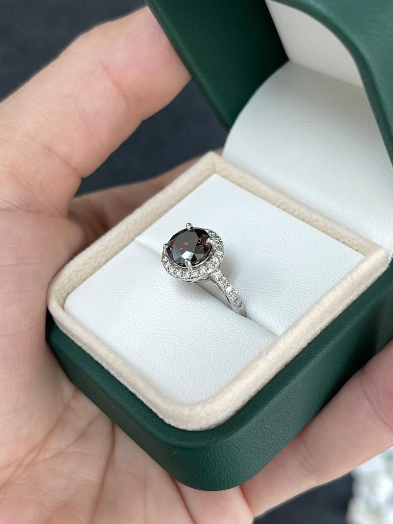 2.47tcw 14K AIG Certified Natural Fancy Dark Brown Diamond Engagement Ring For Sale 1